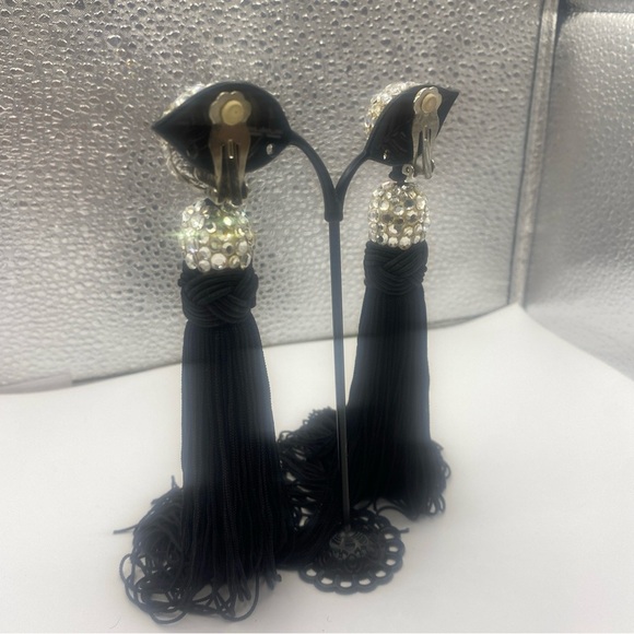 James Arpad Rhinestone Tassel Drop Vintage Earrings Excellent Condition - Picture 5 of 10